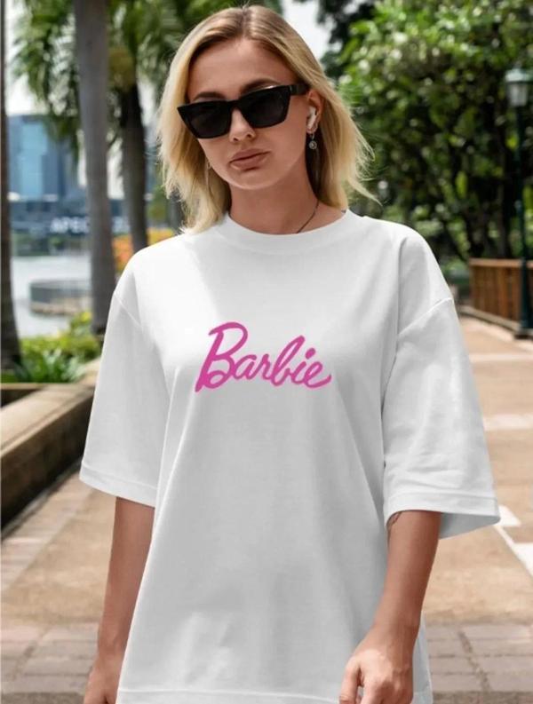 Kadın Baskılı Oversize T-shirt - Beyaz - Image 1