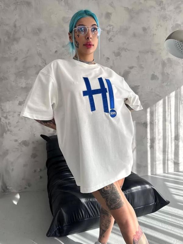 Unisex Nakış İşlemeli T-Shirt - Beyaz - Image 1