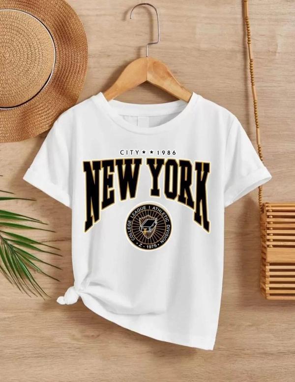 Çocuk Unisex Baskılı T-Shirt - Beyaz - Image 1