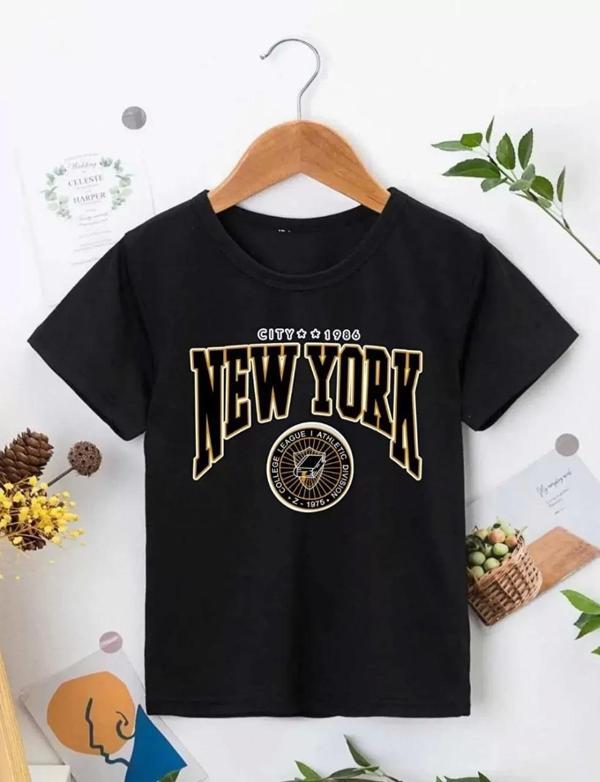 Çocuk Unisex Baskılı T-Shirt - Siyah - Image 1