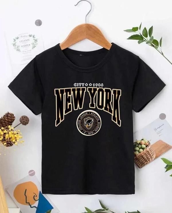 Çocuk Unisex Baskılı T-Shirt - Siyah - Image 1