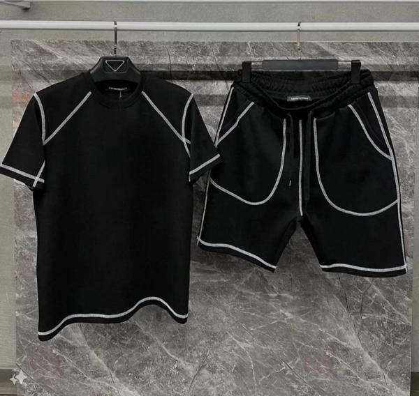 Unisex Karoyaka Dikişli Şortlu Takım - Siyah - Image 1