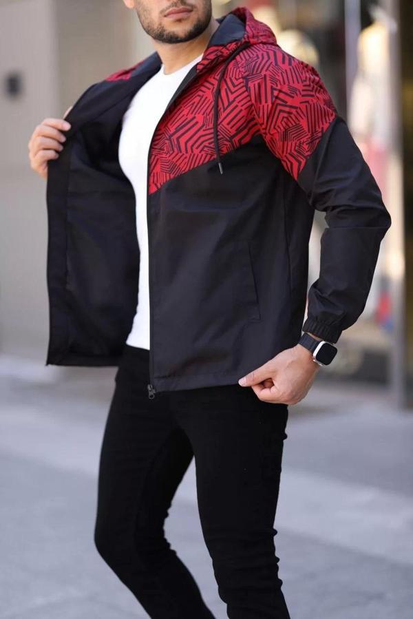 Unisex Kapüşonlu İçi Astarlı Yağmurluk - Siyah - Image 1