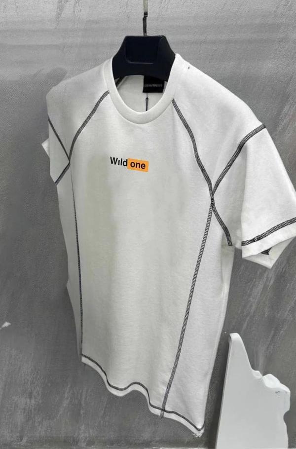 Unisex Dikişli Baskılı Oversize T-Shirt - Beyaz - Image 1