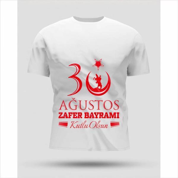30 Ağustos Oversize Baskılı T-shirt - Beyaz - Image 1