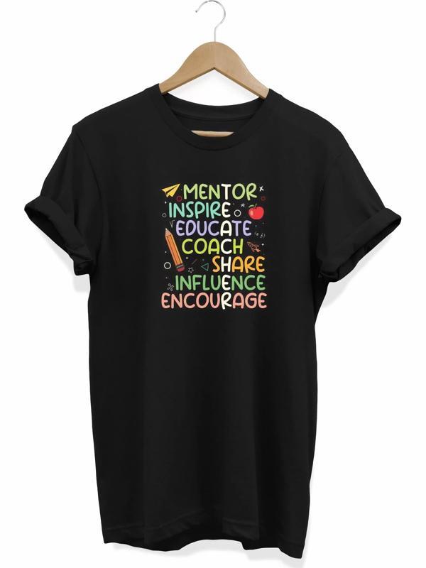 24 Kasım Öğretmenler Günü Baskılı T-shirt - Siyah - Image 1