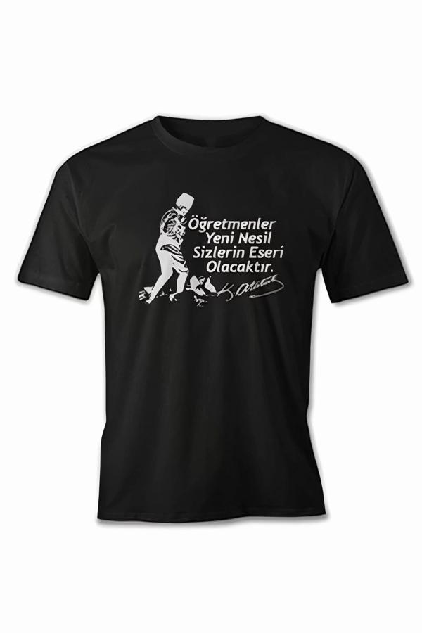 24 Kasım Öğretmenler Baskılı T-shirt - Siyah - Image 1