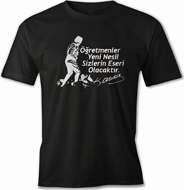 24 Kasım Öğretmenler Baskılı T-shirt - Siyah - Image 1
