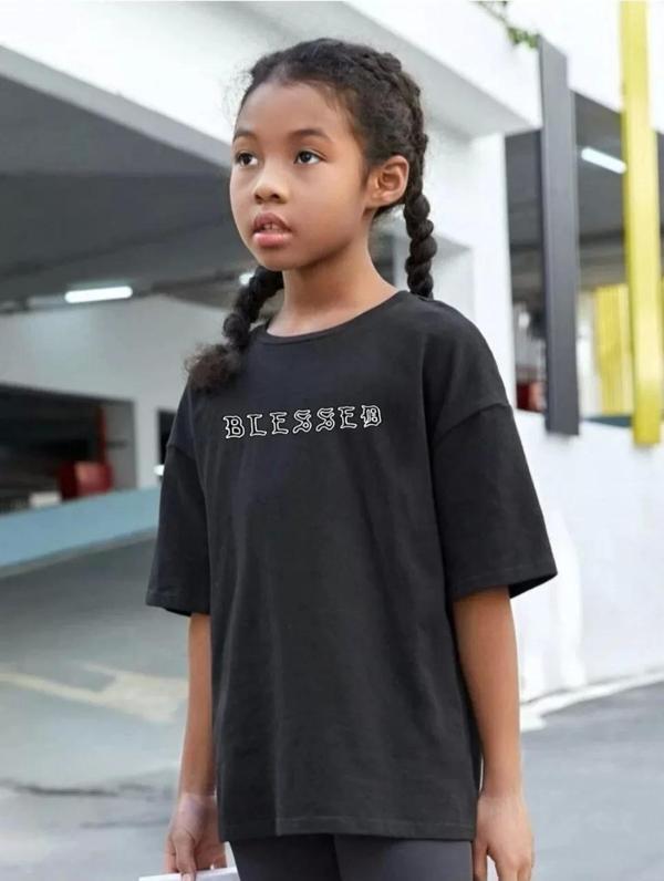 Çocuk Unisex Baskılı T-Shirt - Siyah - Image 1