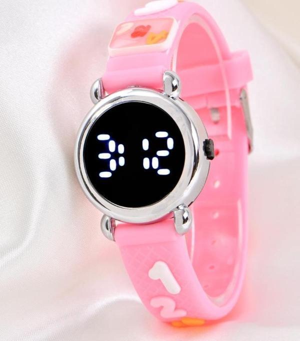 Pinkoli Pembe Led Silikon Kordonlu Şık Şirin Çocuk Kol Saati ST-304142 - Image 1