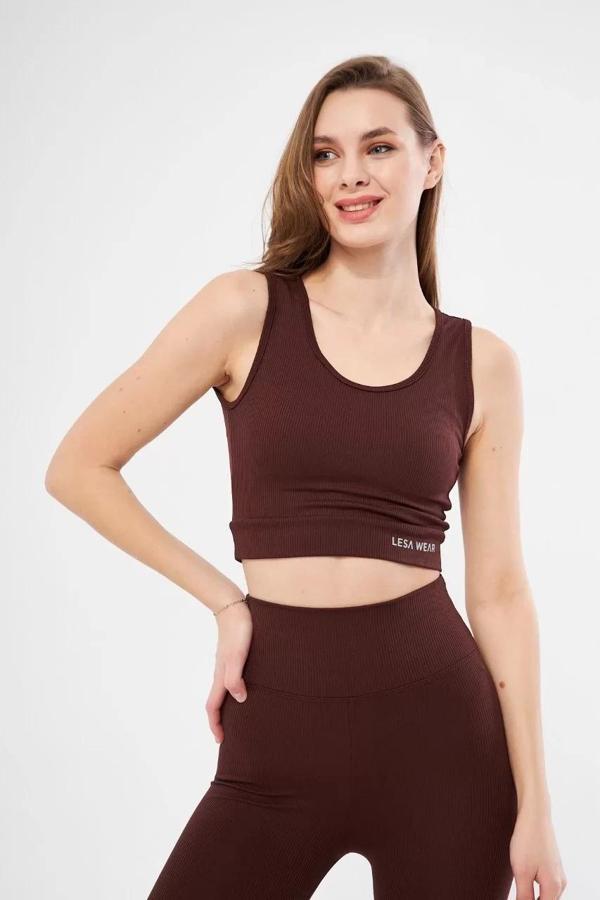 Kadın Fitilli Baskılı Crop - Bordo - Image 1