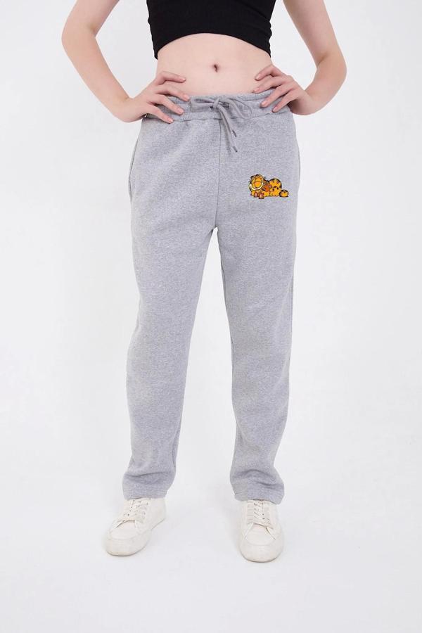 Üç İplik Baskılı Eşofman Pantolon - Gri - Image 1