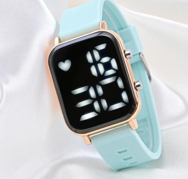 Pinkoli Turkuaz Silikon Kordonlu Led Watch Genç Kız Kadın Kol Saati ST-304104 - Image 1