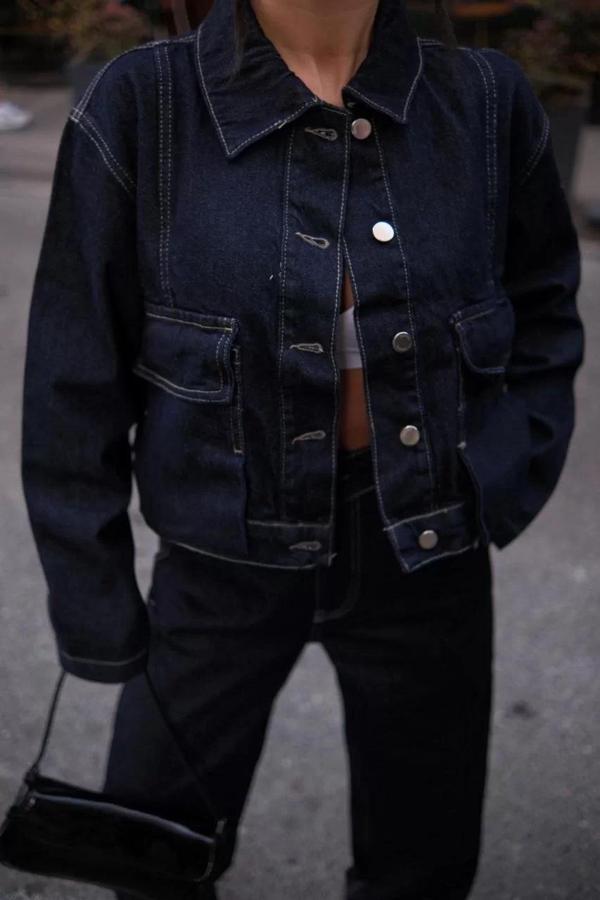 Kadın Denim Jeans Kot Takım - Siyah - Image 1