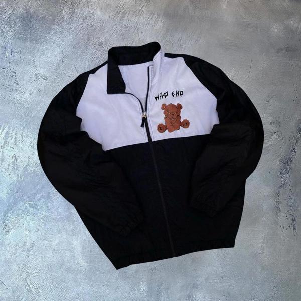 Unisex Uzun Kollu Paraşüt Kumaş Rüzgarlik - Siyah - Image 1