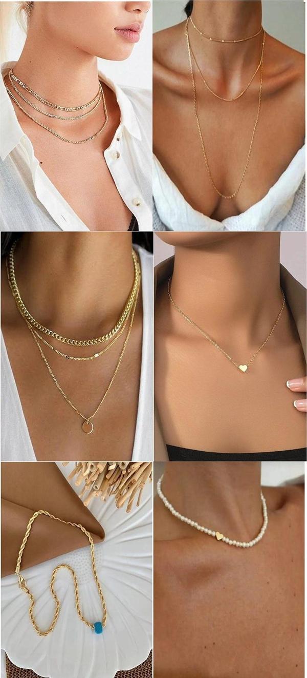 X-lady Accessories Altın Renk Kombin Kolye 6 Adet Zincir Set - 2913 - Image 1