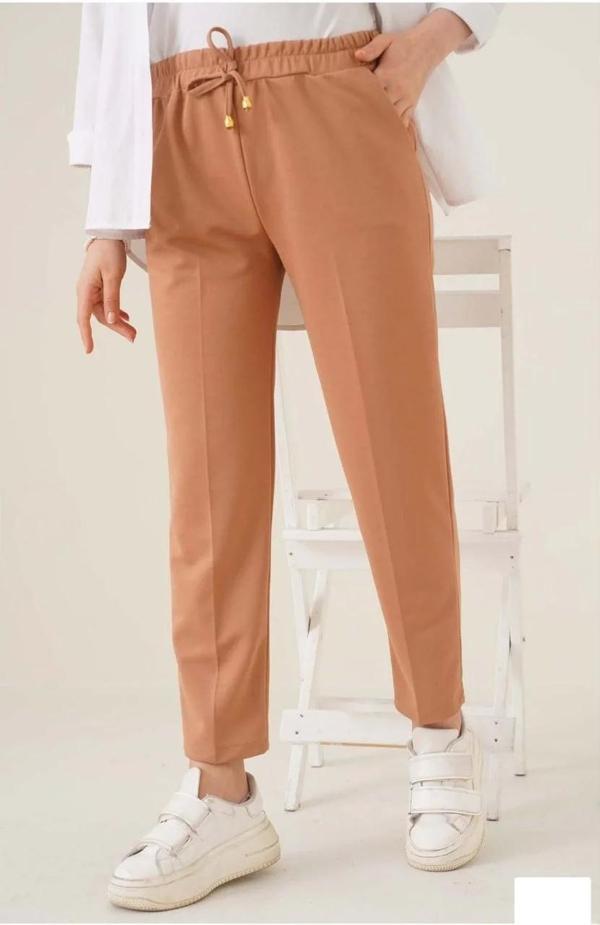 Kadın Tam Kalıp Basic Eşofman Pantolon - Kahverengi - Image 1