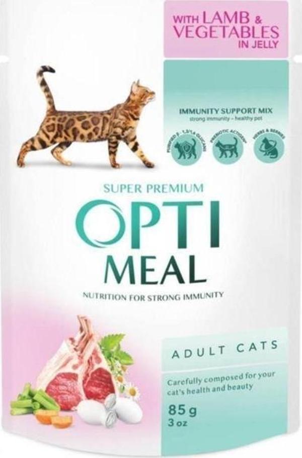 OptiMeal Kuzu Etli Ve Sebzeli Yetişkin Kedi Konservesi 85 gr - Image 1