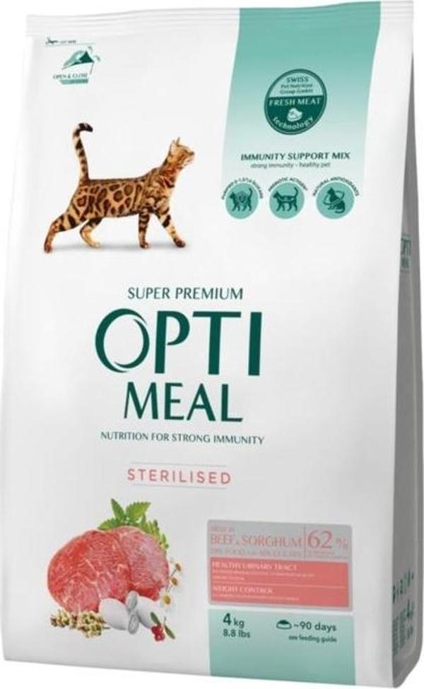 OptiMeal Sterilised Dana Etli Ve Sorgumlu Kısırlaştırılmış Kedi Maması 4 Kg - Image 1