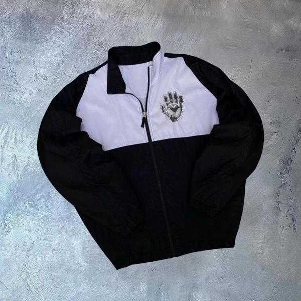 Unisex Uzun Kollu Paraşüt Kumaş Rüzgarlik - Siyah - Image 1