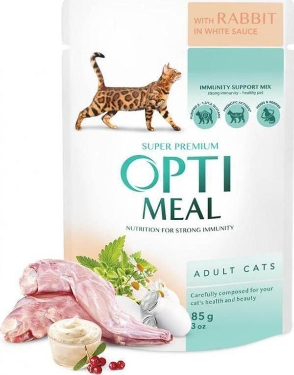 OptiMeal Tavşan Etli Beyaz Soslu Kedi Konservesi 85 gr - Image 1