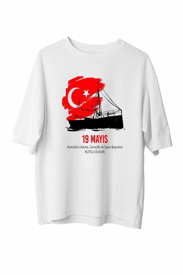 19 Mayıs 20/1 Unisex Baskılı T-shirt - Beyaz - Image 1