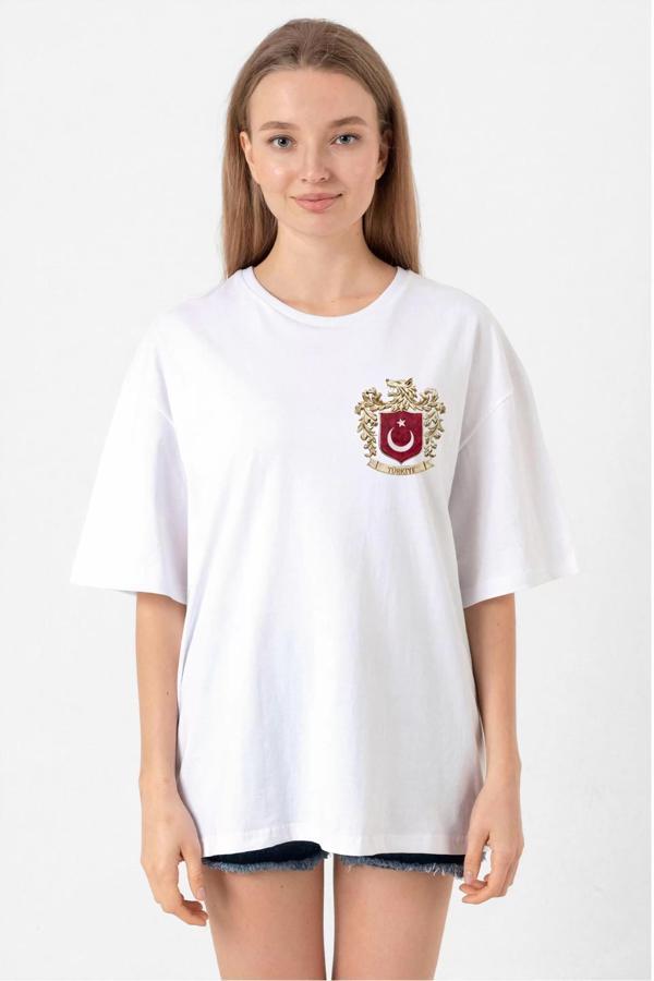 Türk Arma Baskı T-shirt- Beyaz - Image 1