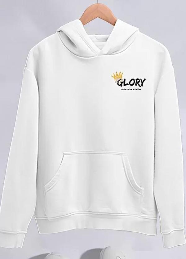 Kışlık Üç İplik Kapüşonlu SweatShirt - Beyaz - Image 1