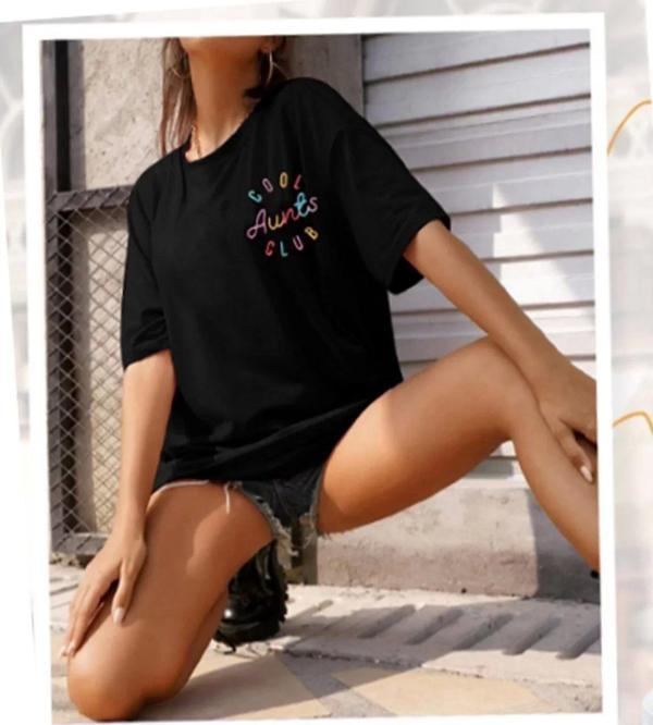 Baskılı Kadın T-shirt - Siyah - Image 1