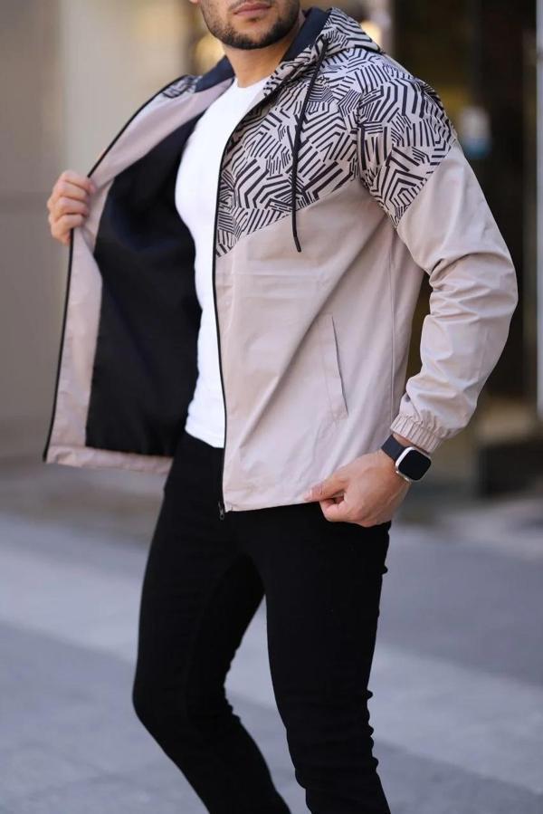 Unisex Kapüşonlu İçi Astarlı Yağmurluk - Bej - Image 1