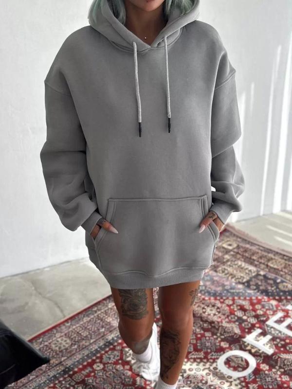 Kapüşonlu Üç İplik Penye Basic SweatShirt - Boyalı Gri - Image 1