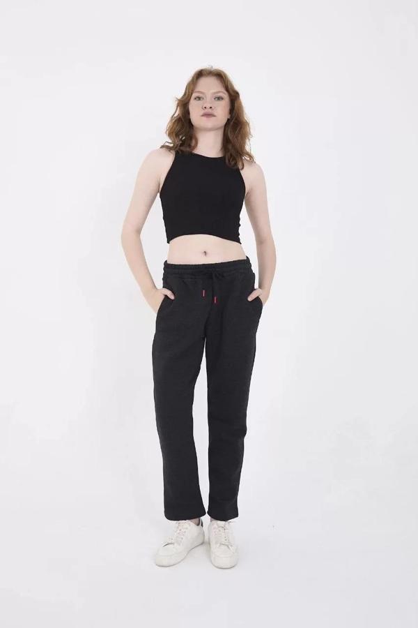 Unisex Üç İplik Basic Eşofman Pantolon - Antrasit - Image 1
