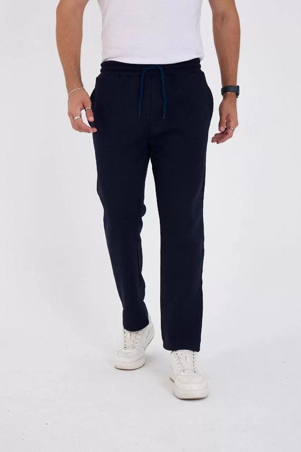 Unisex Üç İplik Basic Eşofman Özel Tasarım Pantolon - Lacivert - Image 1