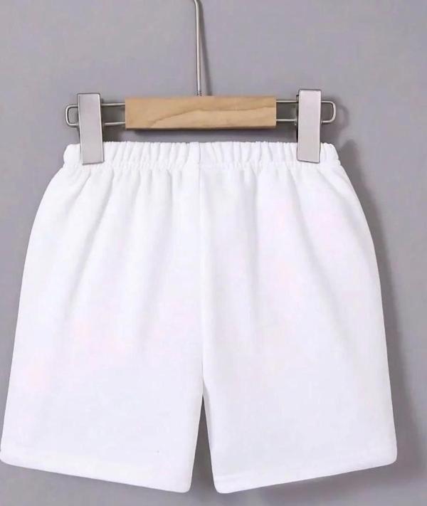 Kadın Beli Lastikli Mini Düz Şort - Beyaz - Image 1