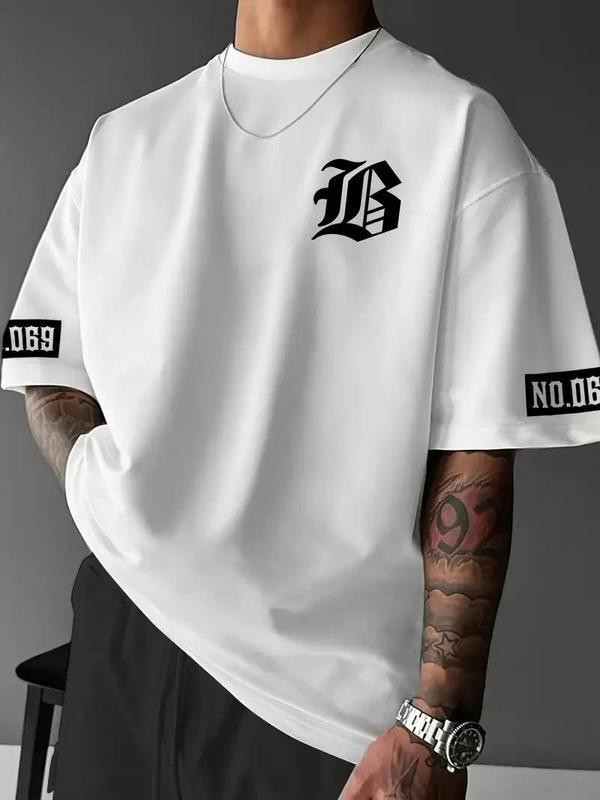 LB Baskılı Ön Arka Oversize Bisiklet Yaka Kısa Kol T-shirt - Beyaz - Image 1