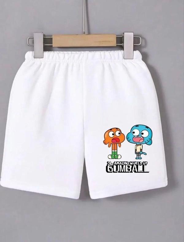 Kadın Beli Lastikli Baskılı Mini Şort - Beyaz - Image 1