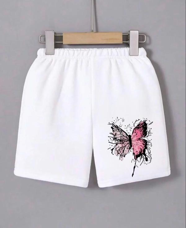 Kadın Beli Lastikli Baskılı Mini Şort - Beyaz - Image 1