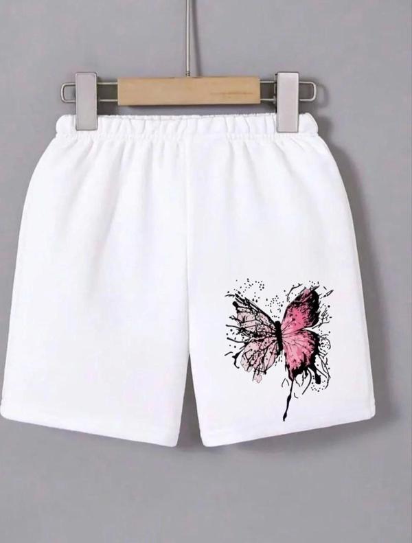 Kadın Beli Lastikli Baskılı Mini Şort - Beyaz - Image 1