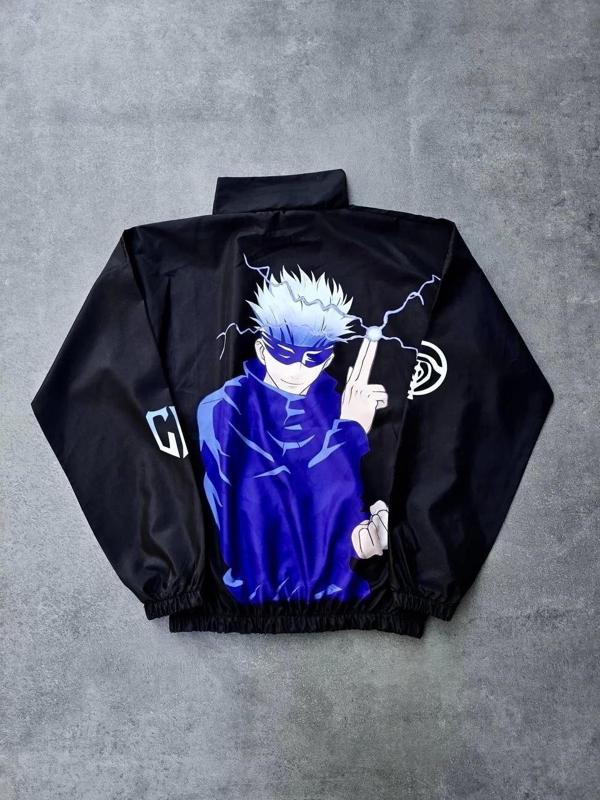 Fermuarlı Dijital Baskılı Rüzgarlık - Siyah - Image 1