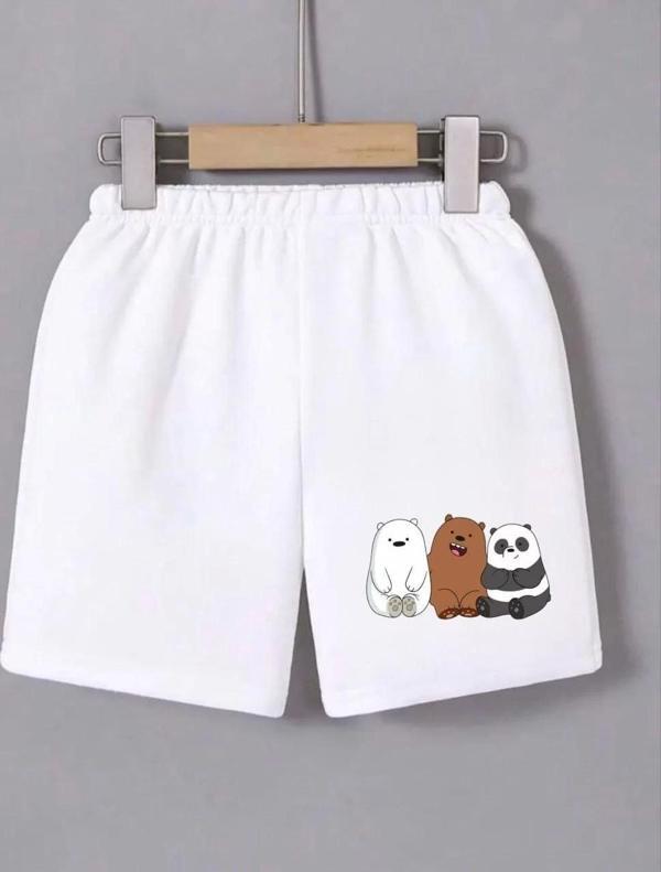 Kadın Beli Lastikli Baskılı Mini Şort - Beyaz - Image 1