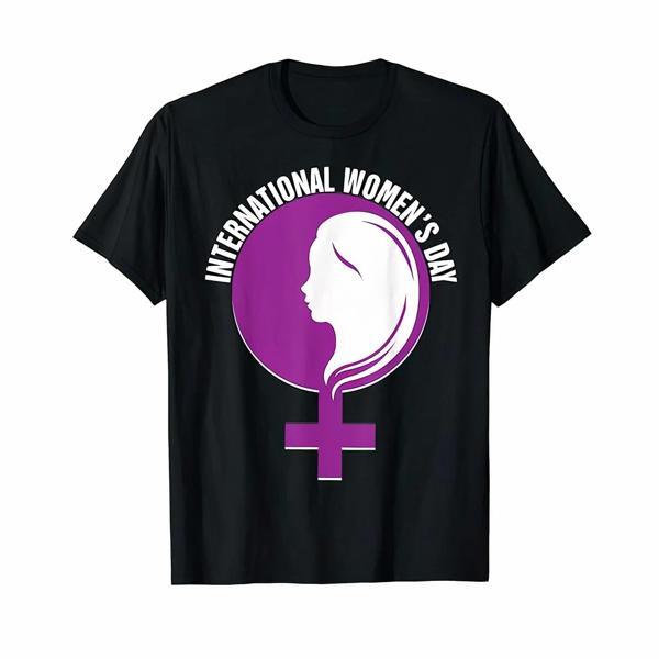 8 Mart Dünya Kadınlar Günü İçin Özel Baskılı T-shirt - Siyah - Image 1