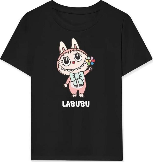 Kız Labubu Çocuk Baskılı T-Shirt - Siyah - Image 1