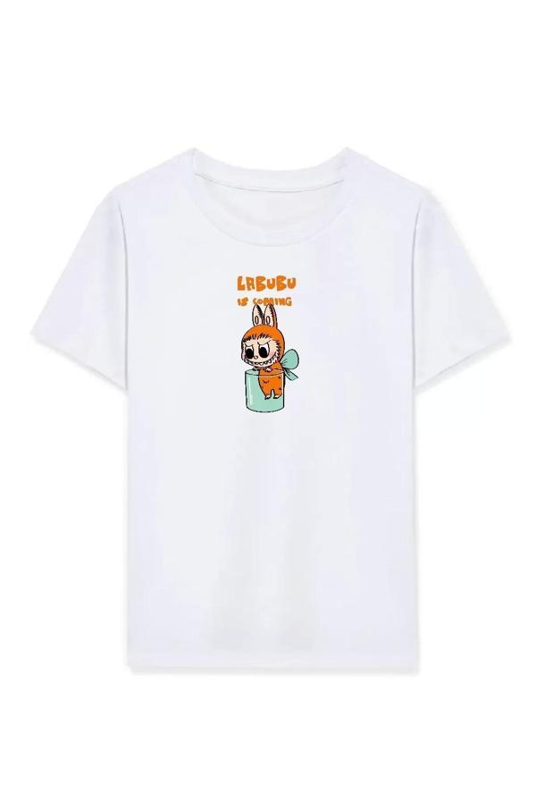 Kız Labubu Çocuk Baskılı T-Shirt - Beyaz - Image 1