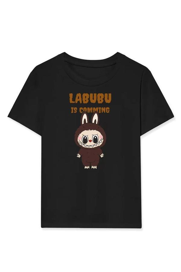 Kız Labubu Çocuk Baskılı T-Shirt - Siyah - Image 1