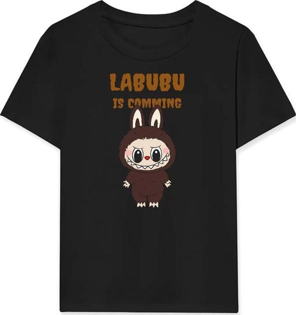 Kız Labubu Çocuk Baskılı T-Shirt - Siyah - Image 1