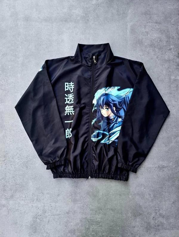 Fermuarlı Dijital Baskılı Rüzgarlık - Siyah - Image 1