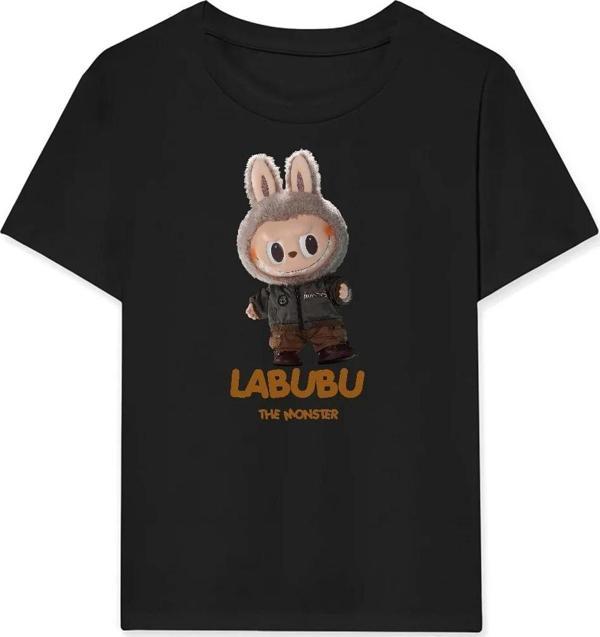 Kız Labubu Çocuk Baskılı T-Shirt - Siyah - Image 1