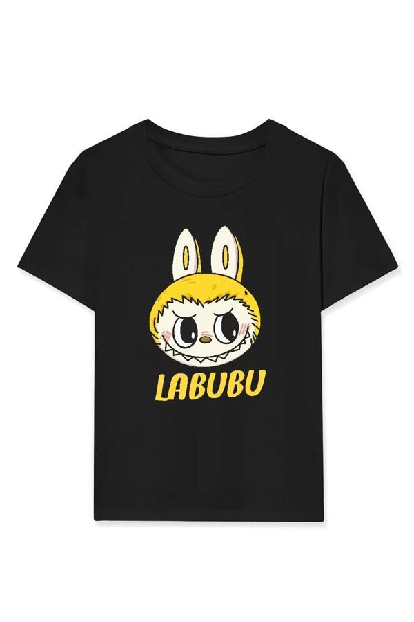 Kız Labubu Çocuk Baskılı T-Shirt - Siyah - Image 1