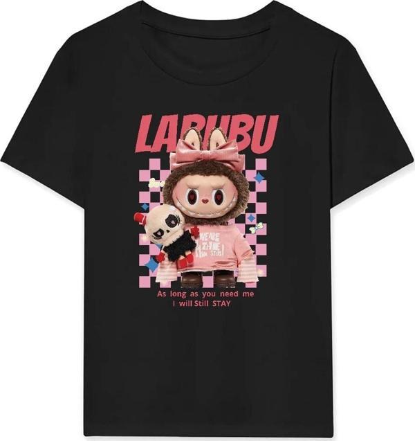 Kız Labubu Çocuk Baskılı T-Shirt - Siyah - Image 1
