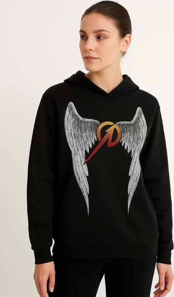 Metallica İki İplik Kapüşonlu Ön ve Arka Baskılı hoodie - Siyah - Image 1